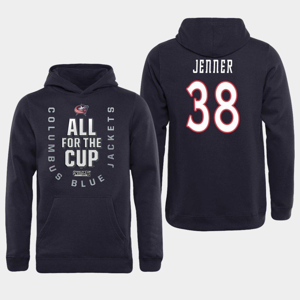 Men NHL Adidas Columbus Blue Jackets 38 Jenner black All for the Cup Hoodie